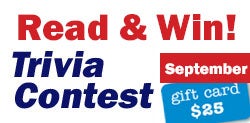 Read September's issue, answer 5 simple questions, and you might win!