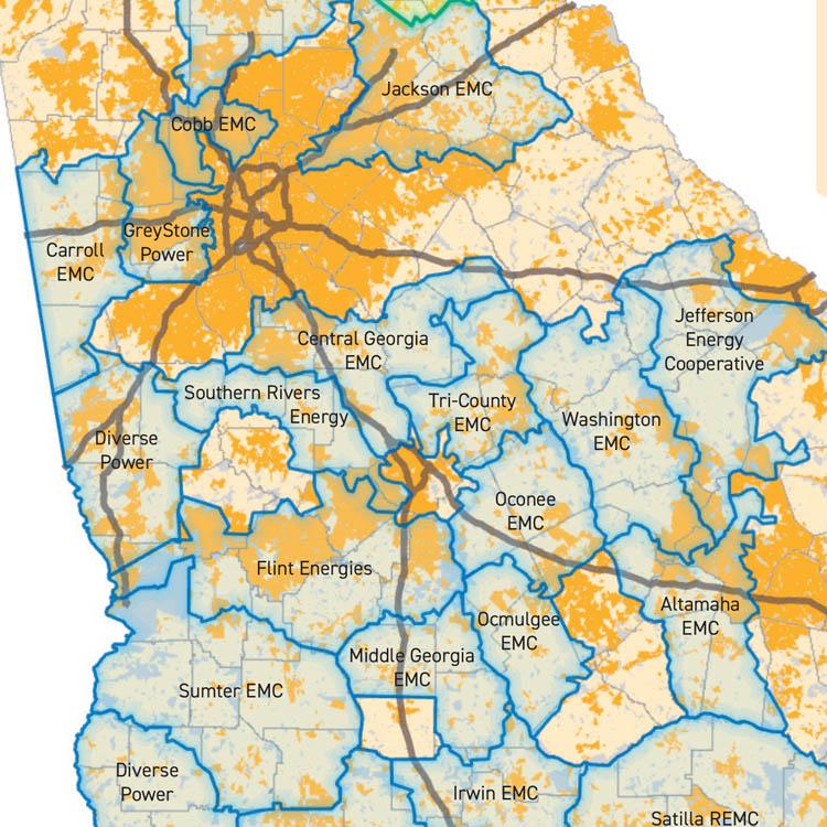 Broadband map for Georgia in 2023
