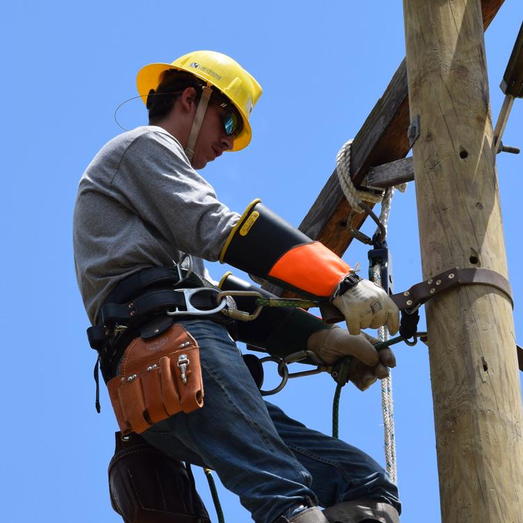 Micah Ashman with GreyStone Power competes in the 2023 Georgia Lineman's Rodeo in Fort Valley