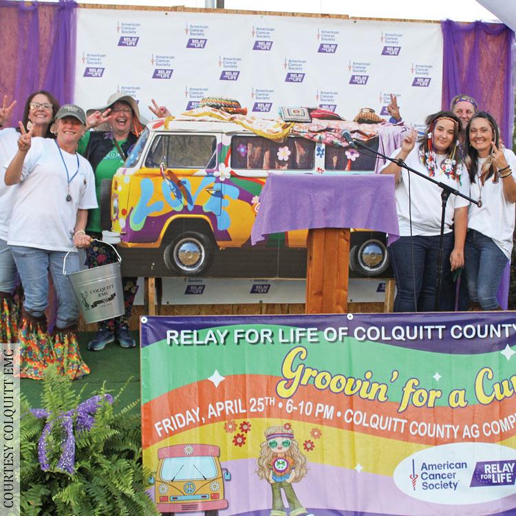 Colquitt EMC's Relay For Life team celebrates the Feeling Groovy theme to raise money for the American Cancer Society