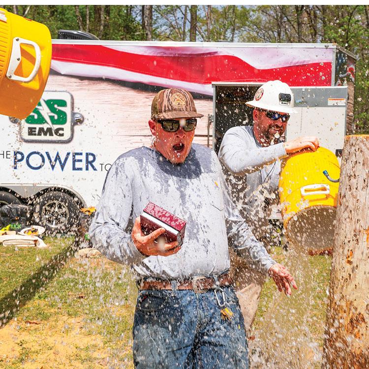 winner taking a gatorade bath