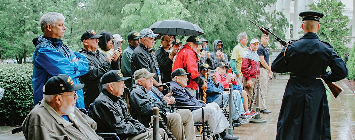 veterans watching 21 gun salute